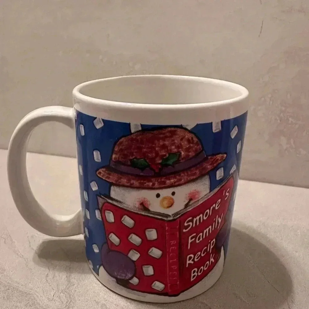 Pair Of Hersheys Smores Holiday Mug Cups Snowman Campfire Recipe SET OF TWO